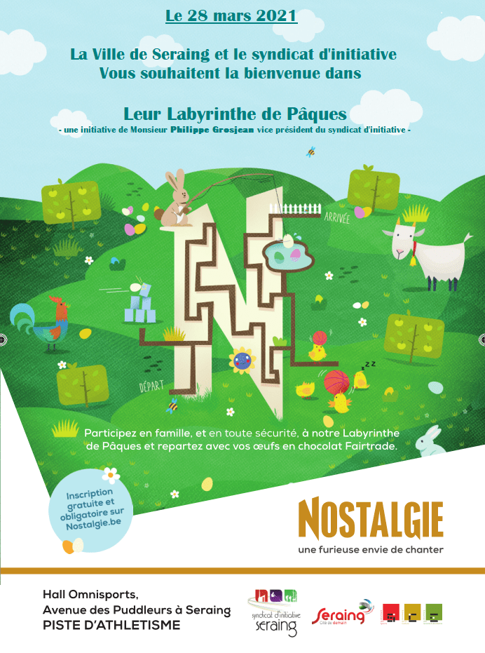 Un labyrinthe de Pâques le 28 mars sur la piste d’athlétisme de Seraing ! 