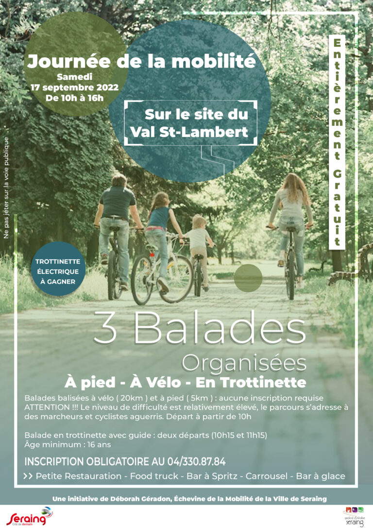 Rappel: découvrez les bois de Seraing à vélo, à pied et/ou en trottinette ce samedi !