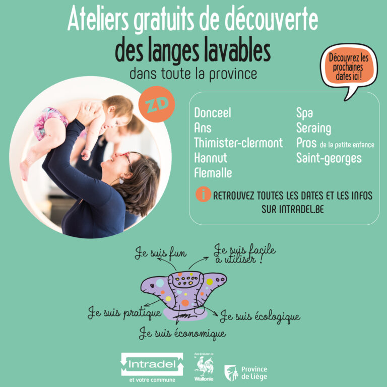 Les ateliers langes lavables sont encore disponibles sur des communes de la Province de Liège !