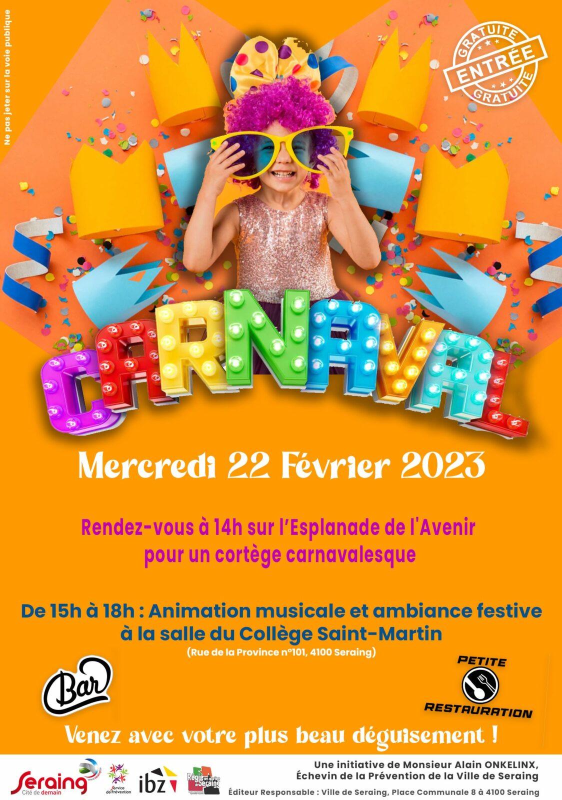 Participez au carnaval de Seraing-centre le 22 février !