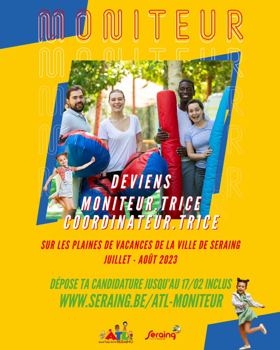 Deviens moniteurs/trices sur les 9 plaines de vacances de Seraing !