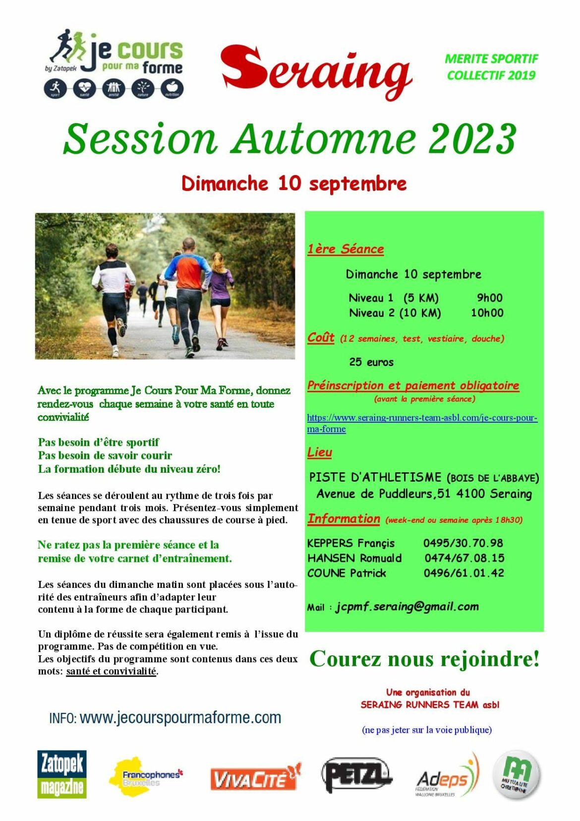 Assistez aux nouvelles sessions d’automne de « Je cours pour ma forme »