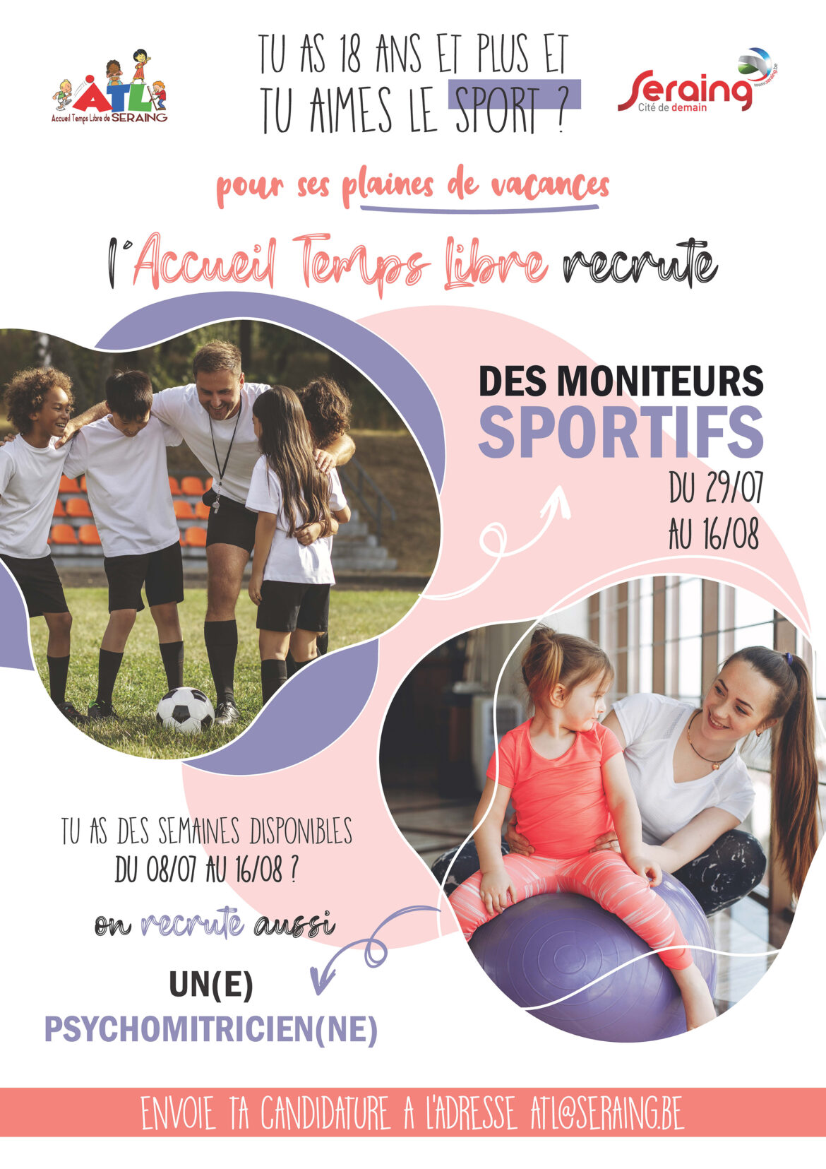 Postule pour devenir moniteurs/trices sportifs/ves sur les plaines de vacances !