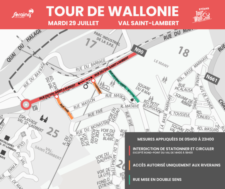 Arrivée du Tour de Wallonie à Seraing : découvrez les mesures de circulation pour le jour J