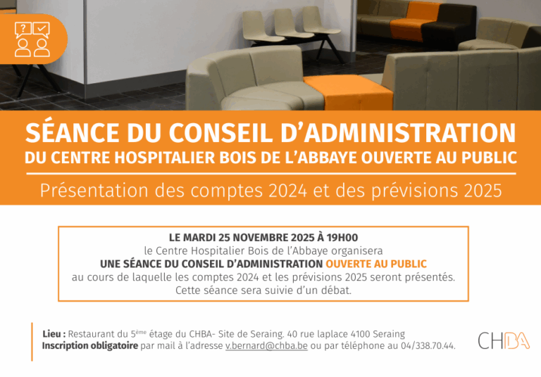 Assistez à la séance publique du Conseil d’Administration du CHBA