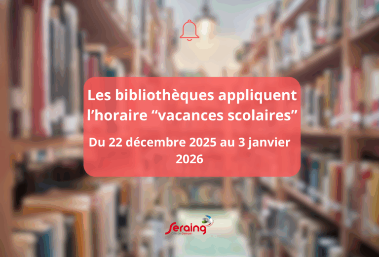 Horaires temporairement modifiés pour les bibliothèques de Seraing