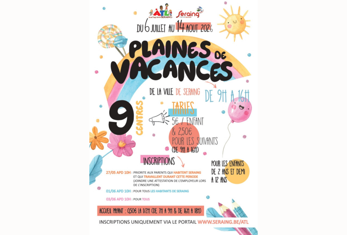 Les plaines de vacances sont de retour: inscrivez votre enfant dès le 27 mai