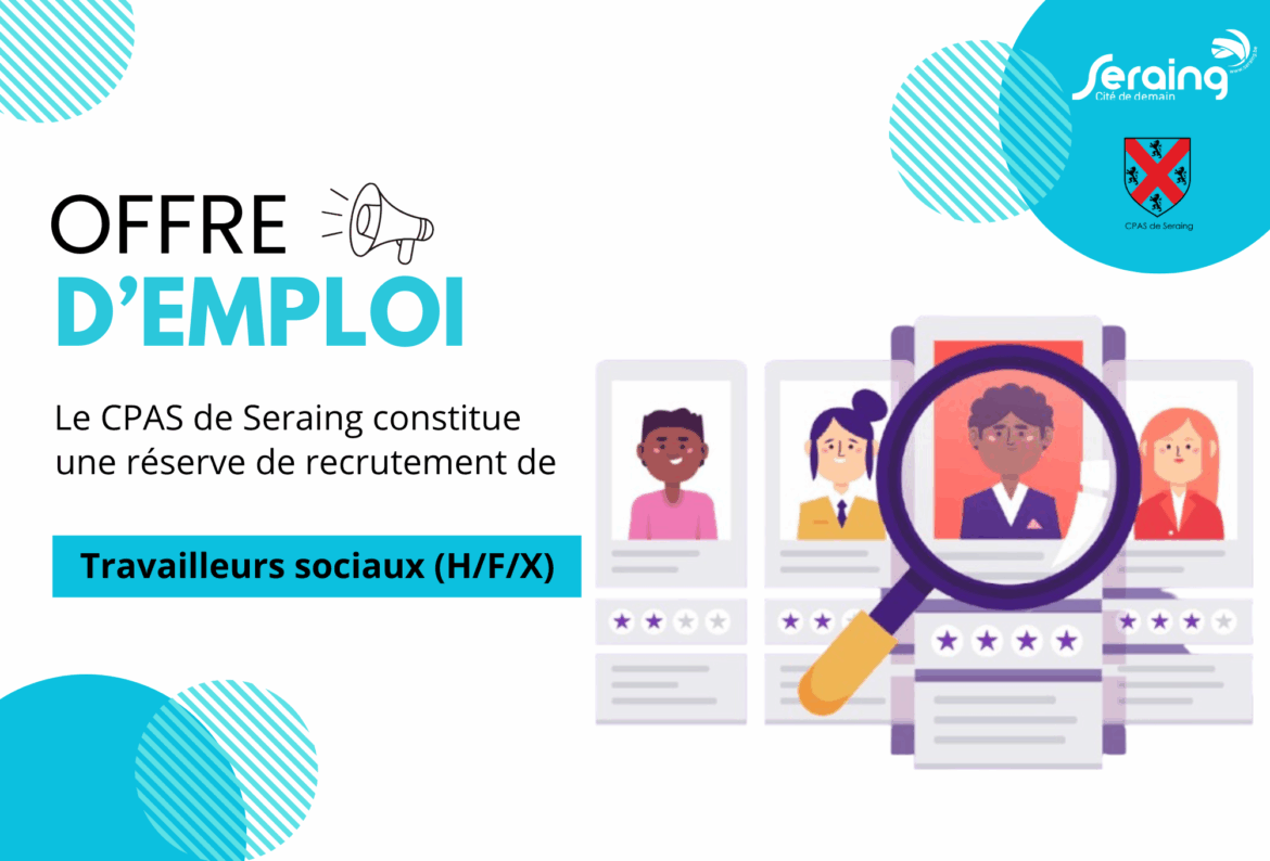 Offre d’emploi: le CPAS recherche plusieurs travailleurs sociaux (H, F, X)