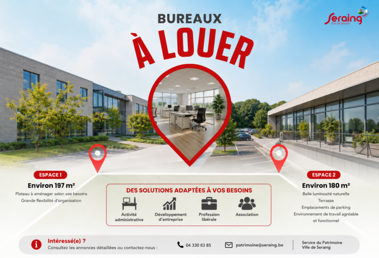 La Ville de Seraing met des espaces de bureaux en location