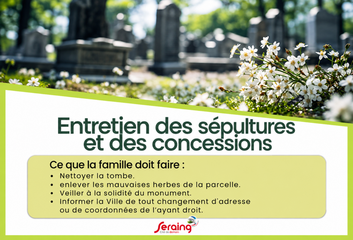 Entretien des sépultures: la Ville de Seraing rappelle les responsabilités de chacun